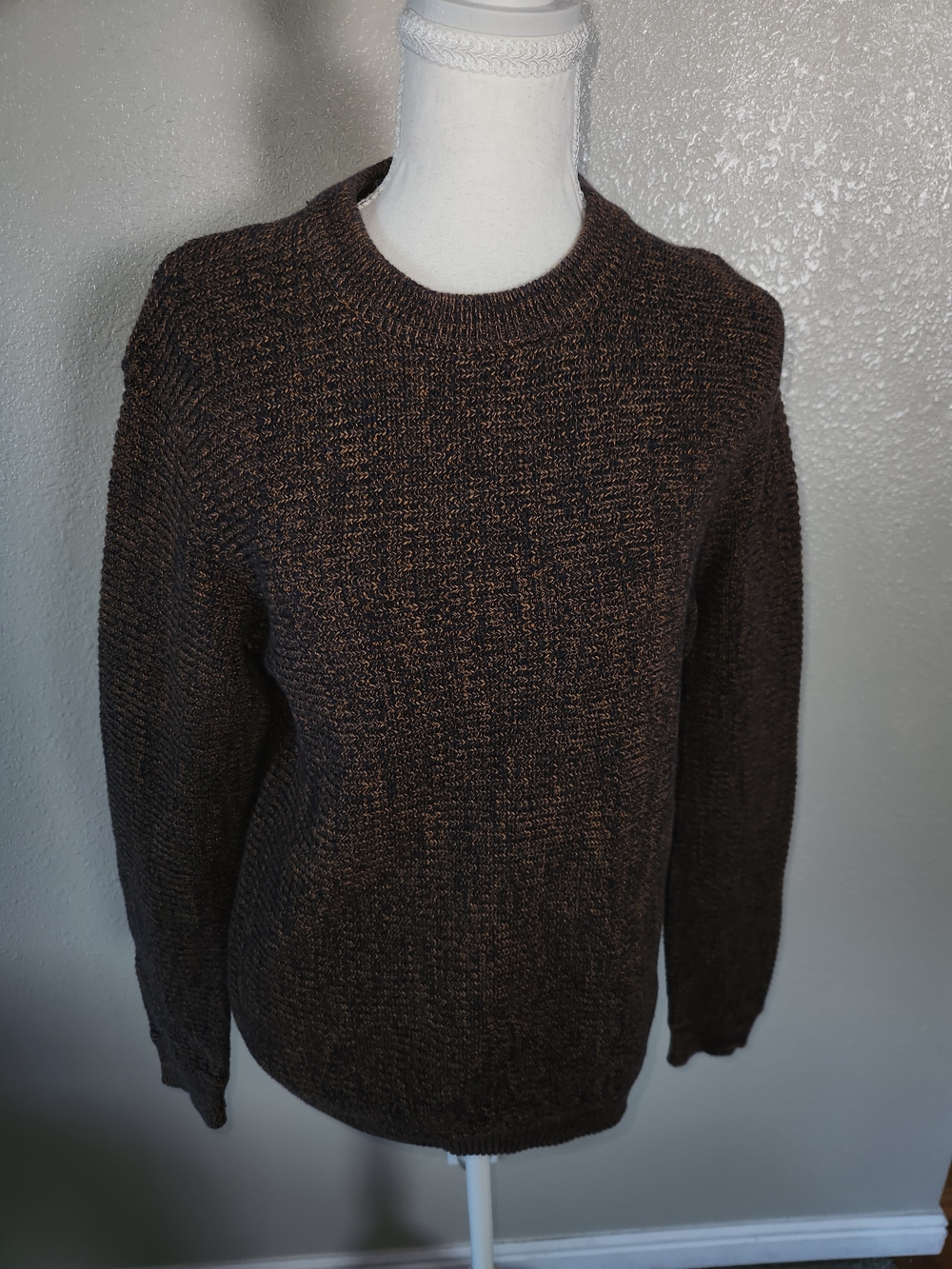 Classic Marled Brown Crewneck Sweater